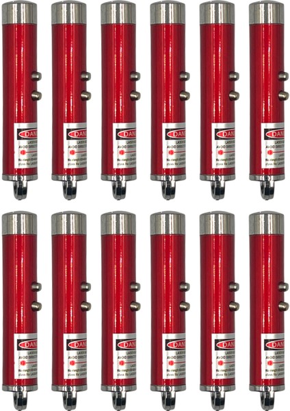 Fener Lazer Gece Işığı Anahtar Zinciri Pilli Kırmızı 1 Paket ( 12 Adet )