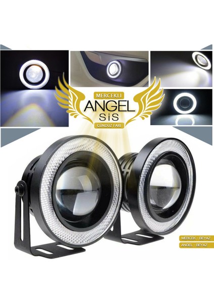 Universal Mercekli LED Angel Sis Farı, 76MM Beyaz Renk