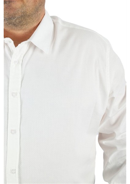 Büyük Beden Erkek Gömlek Punteado 23355 Beyaz fiyatları