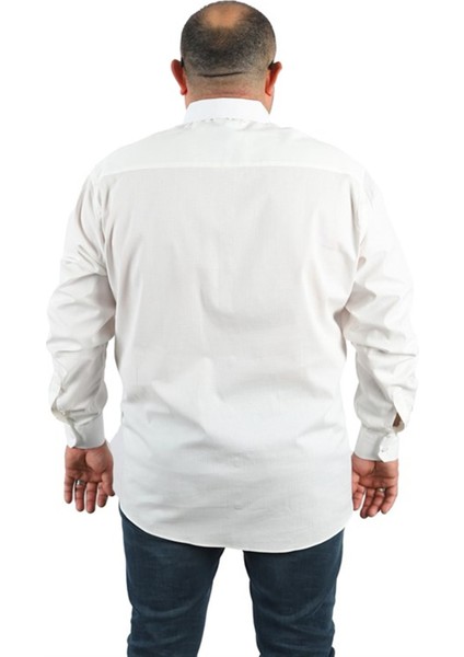 Büyük Beden Erkek Gömlek Punteado 23355 Beyaz modelleri