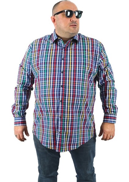 Büyük Beden Erkek Piqquare Gömlek 23360 Yesıl