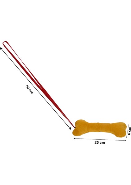 Köpek Kemik Oyuncak Ipli Çekiştirmeli Kumaş Elyaf Dolgulu Boy 25 cm En 6 cm