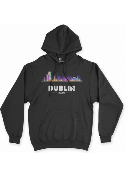 Dublin Irlanda Manzaralı Siyah Sweatshirt Hoodie