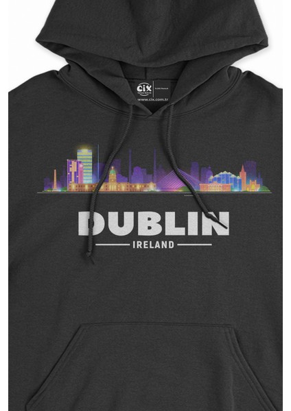 Dublin Irlanda Manzaralı Siyah Sweatshirt Hoodie fiyatları