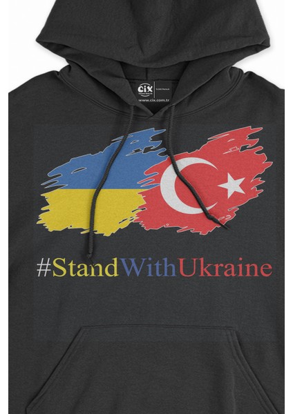 Stand With Ukraine Ukrayna Türkiye Siyah Sweatshirt Hoodie fiyatları