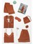 For You Moda Kadın Organik 7 li Beyaz Biyeli Pijama Takımı Kiremit S26747