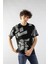 Erkek Geometri Baskılı Oversize Kısa Kollu T-Shirt 1