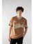 Erkek Yazı Baskılı Oversize Ribana Yaka Kısa Kollu T-Shirt 2