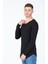 Erkek Kesik Yaka Oval Kesim Slimfit Uzun Kol Pamuk Basic T-Shirt 2