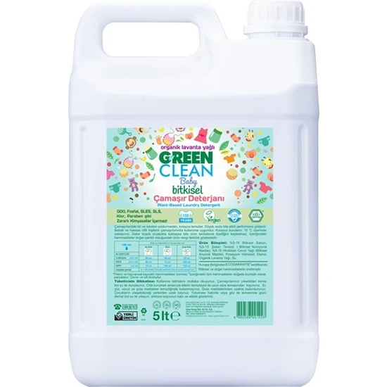 U Green Clean Baby Bitkisel Çamaşır Deterjanı 5000 ml Lavanta
