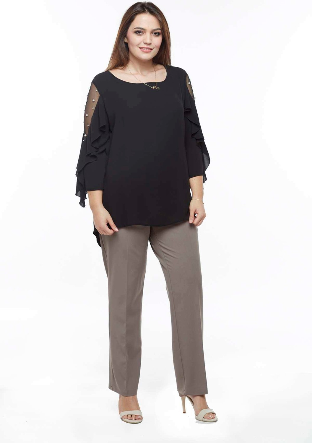 Moda Berray 2555 Gizli Cep Modeline Sahip Büyük Beden Pantolon Vizon