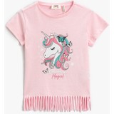 Koton Unicorn Baskılı Püsküllü Tişört Kısa Kollu