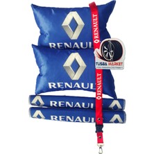 Tusba Market Renault Uyumlu Dijital Baskılı Mavi Seyahat Boyun Yastığı & Emniyet Kemer Pedi & Oto Ayna Askısı