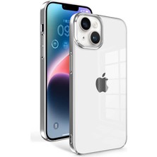 CoverZone iPhone 14 Plus ile Uyumlu Şeffaf Pürüzsüz Renkli Kenar Kılıf Special Sun Kapak Gümüş