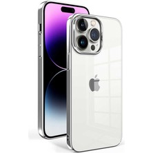 CoverZone iPhone 14 Pro Max ile Uyumlu Şeffaf Pürüzsüz Renkli Kenar Kılıf Special Sun Kapak Gümüş