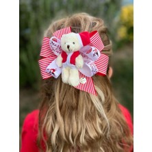 Queen Aksesuar Yeni Yıl Yılbaşı Özel Tasarım Lüks Peluş Ayıcıklı Yetişkin Çocuk Tokası Fiyonklu Klipsli Toka