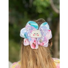 Queen Aksesuar Yeni Sevimli Bulut Lüks Katlı Fiyonklu Çocuk Tokası Metal Klipsli Saten Toka Pembe Mavi