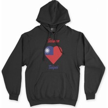 Cix Taipei Tayvan Bayraklı Kalpli Siyah Sweatshirt Hoodie