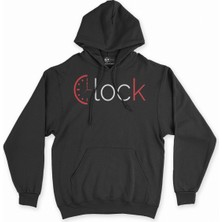 Cix Clock Saat Tasarım Siyah Sweatshirt Hoodie