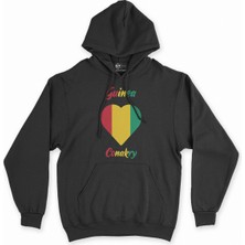 Cix Conakry Gine Bayraklı Kalpli Siyah Sweatshirt Hoodie
