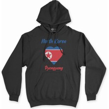 Cix Pyongyang Kuzey Kore Bayraklı Kalpli Siyah Sweatshirt Hoodie