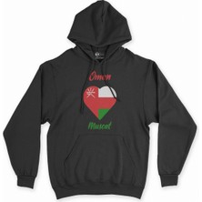 Cix Muskat Umman Bayraklı Kalpli Siyah Sweatshirt Hoodie