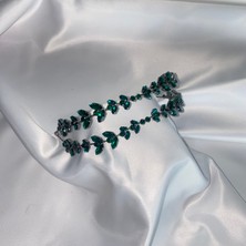 Lüks Düğün Aksesuarları Özge Yeşil Nişan / Kına Gelin Tacı