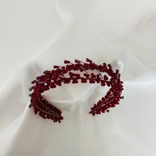 Lüks Düğün Aksesuarları Nil Bordo Nişan / Kına Gelin Tacı