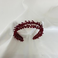 Lüks Düğün Aksesuarları Nil Bordo Nişan / Kına Gelin Tacı