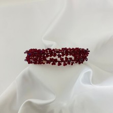 Lüks Düğün Aksesuarları Nil Bordo Nişan / Kına Gelin Tacı