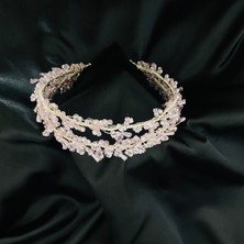 Lüks Düğün Aksesuarları Nil Pembe Nişan / Kına Gelin Tacı