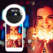 Blue İnter Selfie Ring Light Taşınabilir LED Işık Özçekim Makyaj Halka Şarj Edilebilir Selfi Işığı Siyah