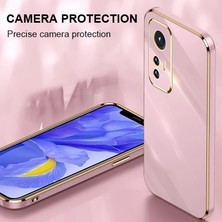 MTK Moveteck Xiaomi Mi 12T Pro 5g Uyumlu Kılıf Kamera Korumalı Parlak Gold Kenarlı Yumuşak Silikon Kapak