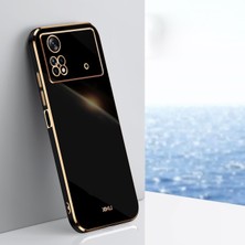 MTK Moveteck Xiaomi Poco X4 Pro 5g Uyumlu Kılıf Kamera Korumalı Parlak Gold Kenarlı Yumuşak Silikon Kapak