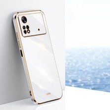 MTK Moveteck Xiaomi Poco X4 Pro 5g Uyumlu Kılıf Kamera Korumalı Parlak Gold Kenarlı Yumuşak Silikon Kapak