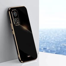 MTK Moveteck Xiaomi Mi 10T Pro Uyumlu Kılıf Kamera Korumalı Parlak Gold Kenarlı Yumuşak Silikon Kapak