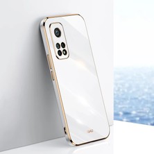 MTK Moveteck Xiaomi Mi 10T Pro Uyumlu Kılıf Kamera Korumalı Parlak Gold Kenarlı Yumuşak Silikon Kapak