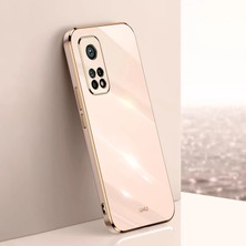 MTK Moveteck Xiaomi Mi 10T Pro Uyumlu Kılıf Kamera Korumalı Parlak Gold Kenarlı Yumuşak Silikon Kapak