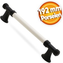 Badem10 Enspel Lüks Porselen Mobilya Çekmece Dolap Kapak Kulpu Kulbu 192 mm Beyaz Mat Siyah