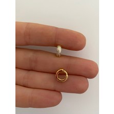 Ares Collection Cerrahi Çelik Zirkon Taşlı Tragus  Kıkırdak Helix Lobe Uyumlu Tombul Kalın Halka  Piercing Küpe