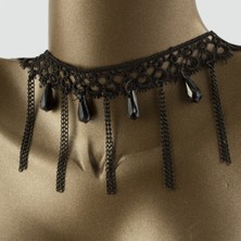 Özcan Tasarım Kristal Zincir Sallantılı Dantel Kolye - Sallantılı Kolye