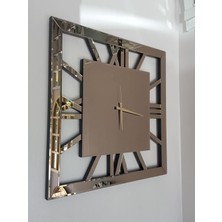 Ayna Denizi Square Bronze Model Bronz Renk 70 Cm x 70 Cm Dekoratif Aynalı Duvar Saati