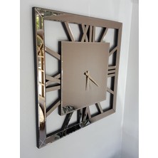 Ayna Denizi Square Bronze Model Bronz Renk 70 Cm x 70 Cm Dekoratif Aynalı Duvar Saati