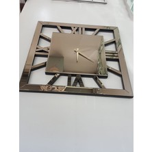 Ayna Denizi Square Bronze Model Bronz Renk 70 Cm x 70 Cm Dekoratif Aynalı Duvar Saati