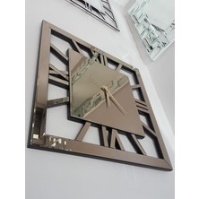 Ayna Denizi Square Bronze Model Bronz Renk 70 Cm x 70 Cm Dekoratif Aynalı Duvar Saati