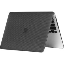 TEKNETSTORE Apple Macbook Air M2 13.6 Inç 2022 M2 Çip A2681 Uyumlu Siyah Karbon Kılıf Koruyucu Sert Kapak Parlak