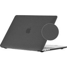 TEKNETSTORE Macbook Air 13" 2020 (M1 Çip) Uyumlu A2337 Karbon Siyah Şeffaf Kılıf