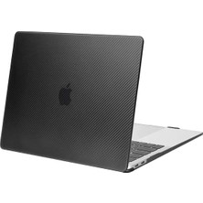 TEKNETSTORE Macbook Air 13" 2020 (M1 Çip) Uyumlu A2337 Karbon Siyah Şeffaf Kılıf