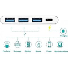 Type-C 3 x USB 3.0 Port Çoklayıcı Dönüştürücü Çevirici Macbook, Type C USB Çoklayıcı