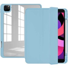 Case 4U Apple iPad Pro 12.9 2020 (4.Nesil) Manyetik Nort Arkası Şeffaf Standlı Kılıf Açık Mavi